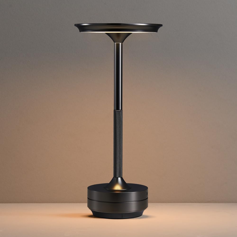Rechargeable Cordless Table Lamps, Portable 5000mAh Outdoor Table Light, 3 Color Stepless Dimming LED BedsideTable Lamp with Mem