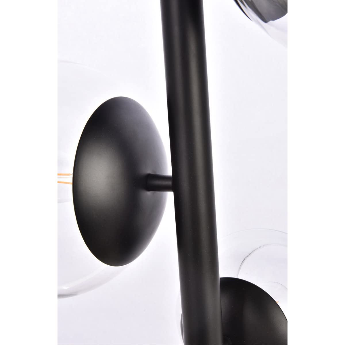 Living District Wells 4-Light Mid-Century Metal Pendant in Black and Clear