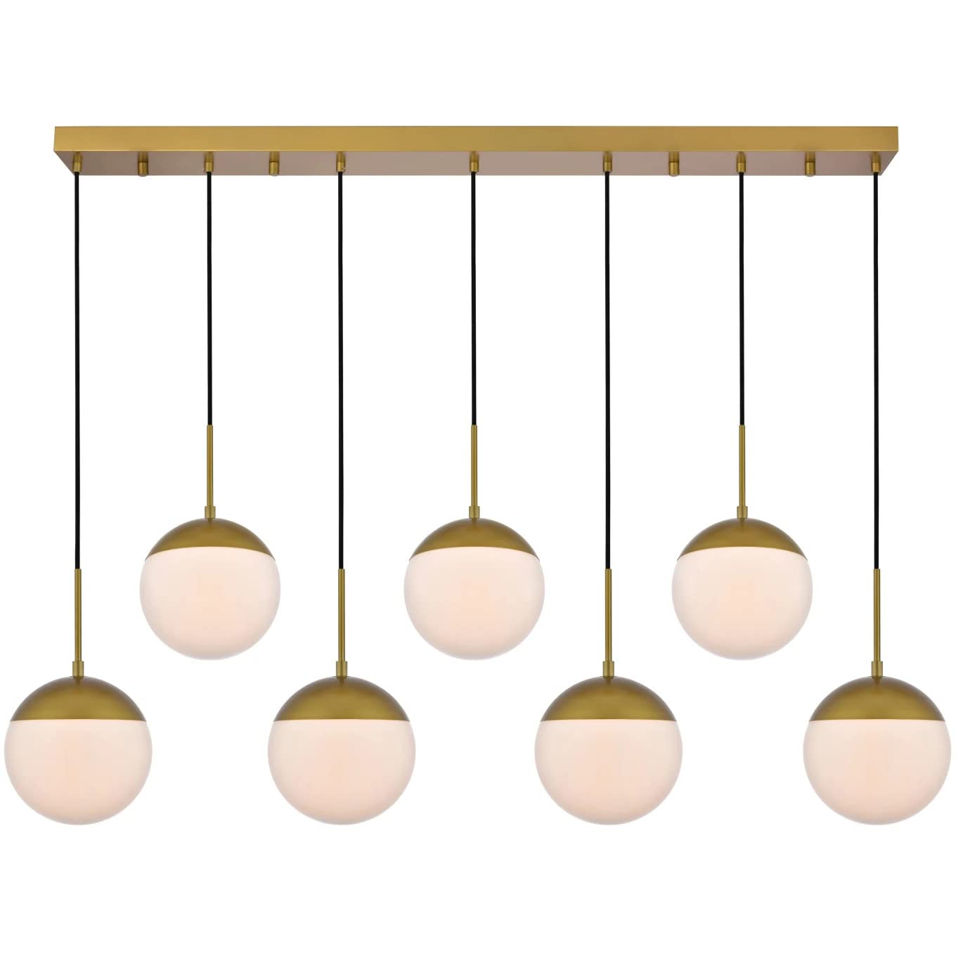 Living District Eclipse 7 Lights Brass Pendant With Frosted White Glass
