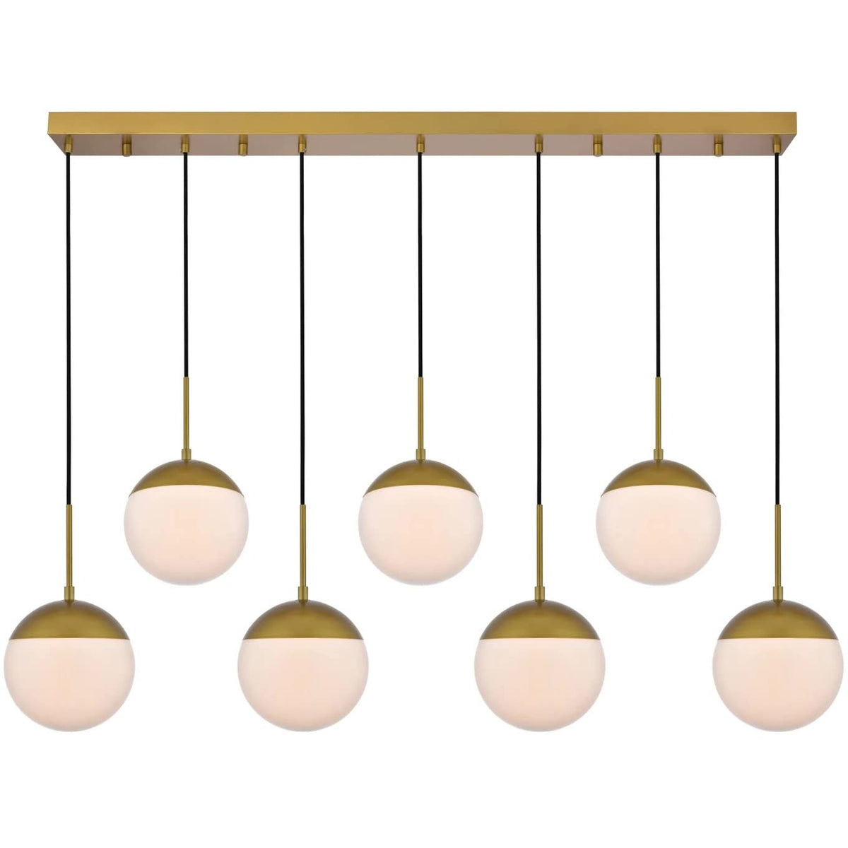 Living District Eclipse 7 Lights Brass Pendant With Frosted White Glass