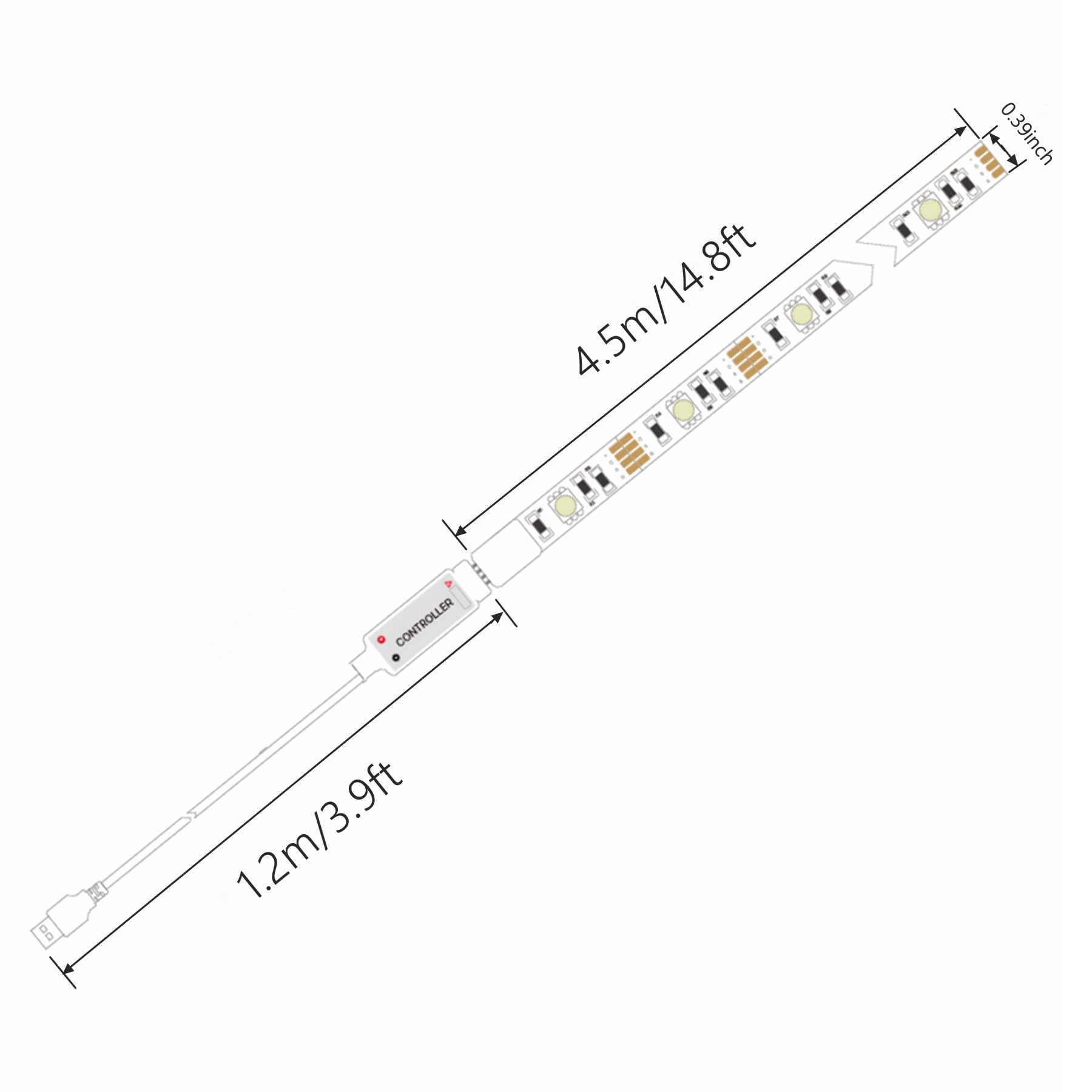 Wenice Led Light Strip 14.8Ft For Tv 32-65Inch, Usb Led Light With App And Remote
