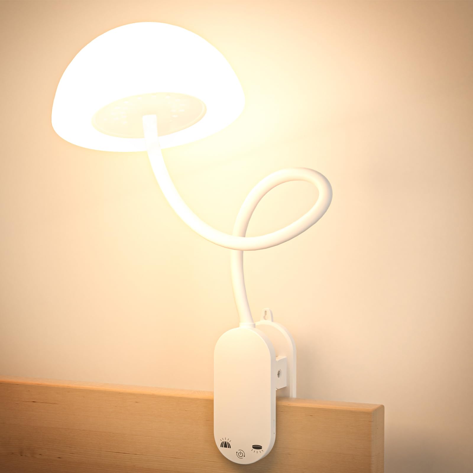 Rechargeable Clip On Lamp, Cordless Touch Control Desk Lamp with RGB Ambient Mode & 3000K-6000K Dimmable Book Reading Light, Por