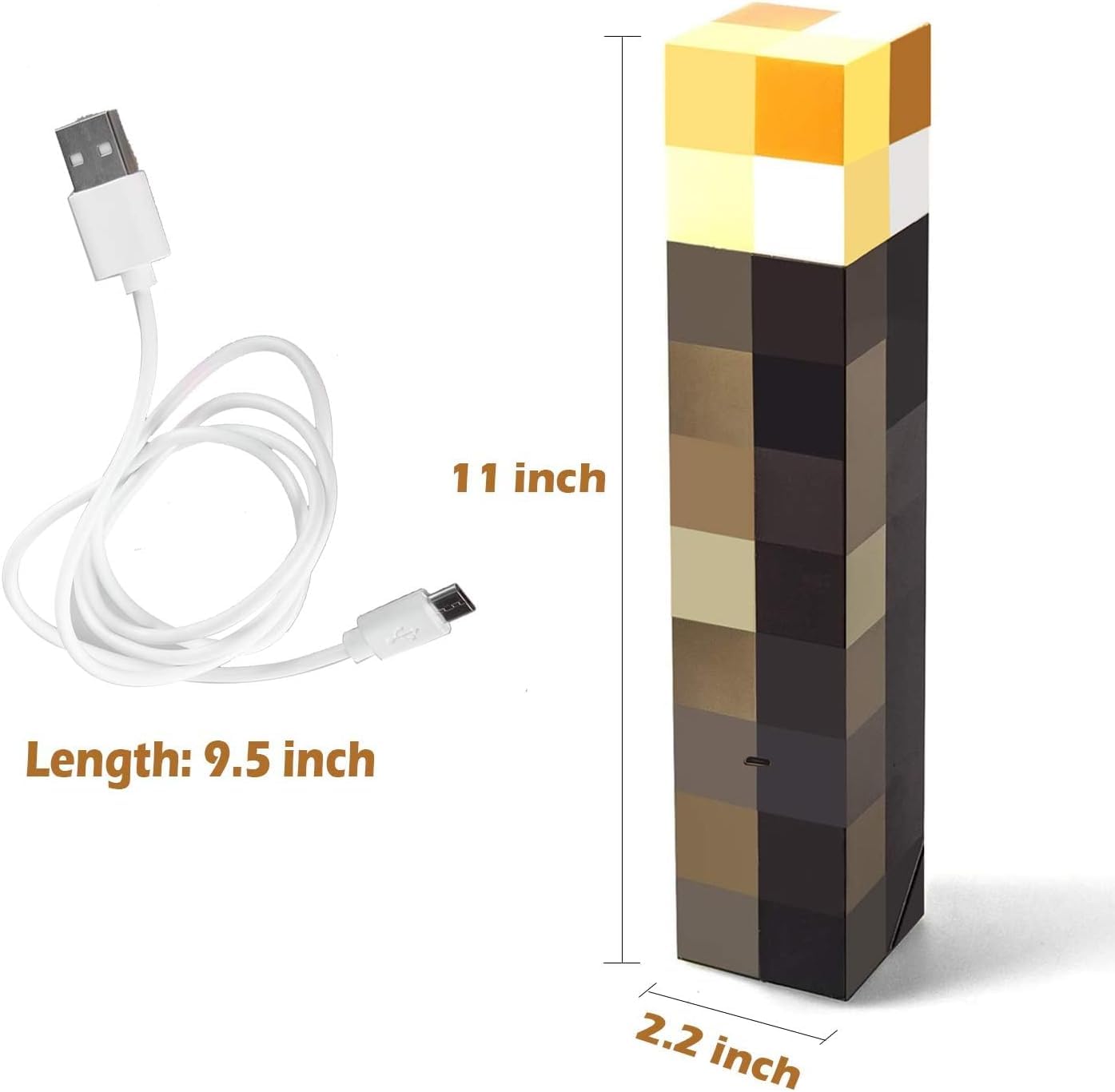 Saderoy Light-up Wall Torch - USB Pluggable Night Lamp, Hand Held or Wall Mount, 7-Color Night Light, Model FL-HUOJUDENG