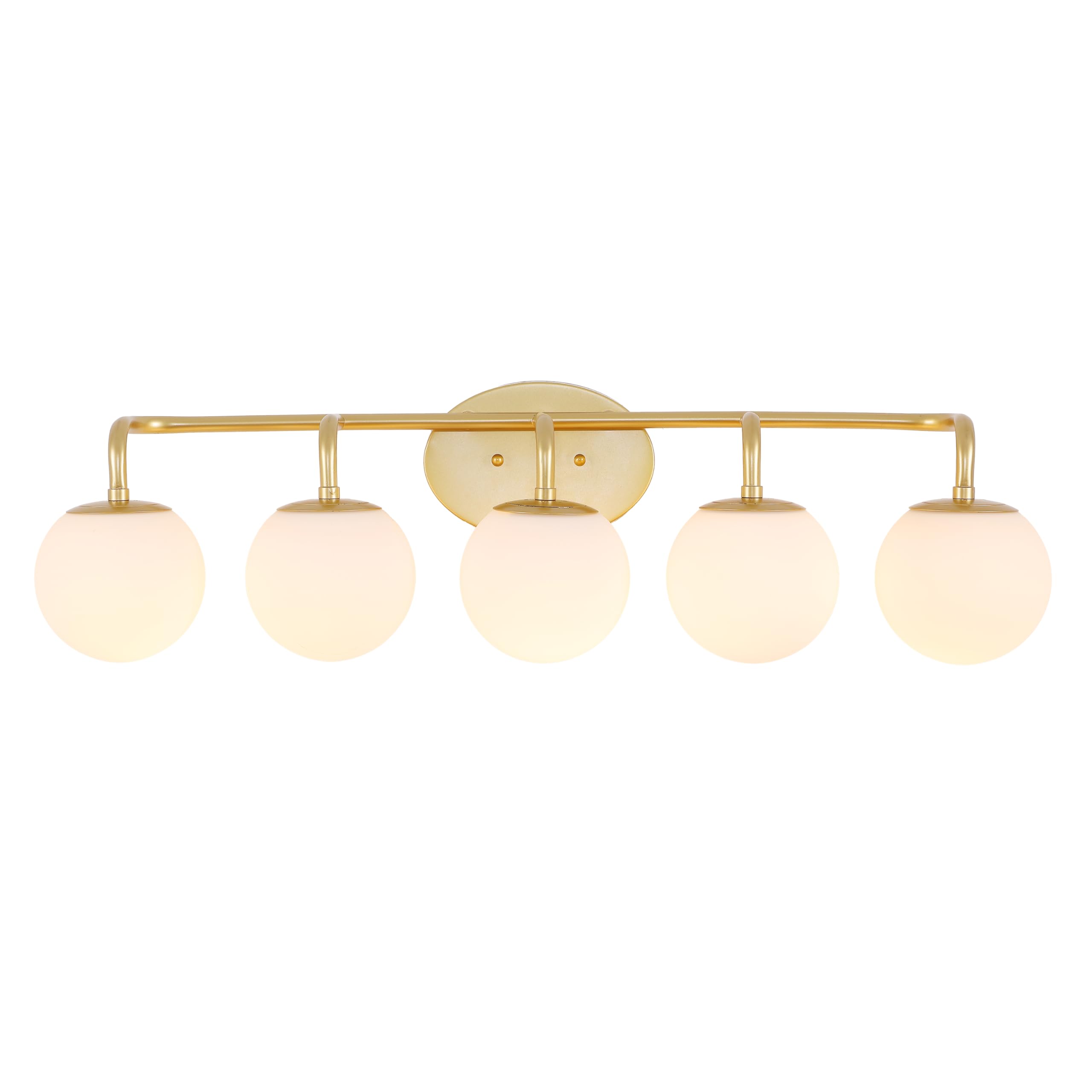 JONATHAN Y 33 Gold Painting Modern Globe Wall Sconce Vanity Light for Bathroom, White Frosted Glass Shade, Midcentury Parisian B