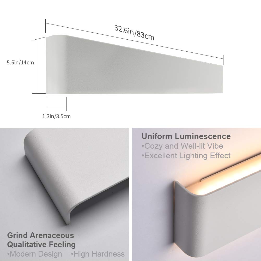 Aipsun 30W Modern LED Vanity Light Fixture, 32.6 Inch, Warm White 3000K, Aluminum, Up and Down Wall Light for Bathroom