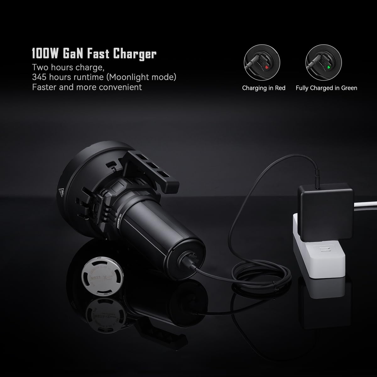 IMALENT MS32 Tactical Flashlight - 200,000 Lumens, 8 Modes, Type-C Rechargeable, Black, Middle Size