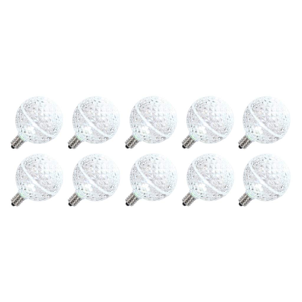 Vickerman G50 Led Cool White Replacement Bulb, E12/C7 Nickel Base .38W, 10 Bulbs Per Pack