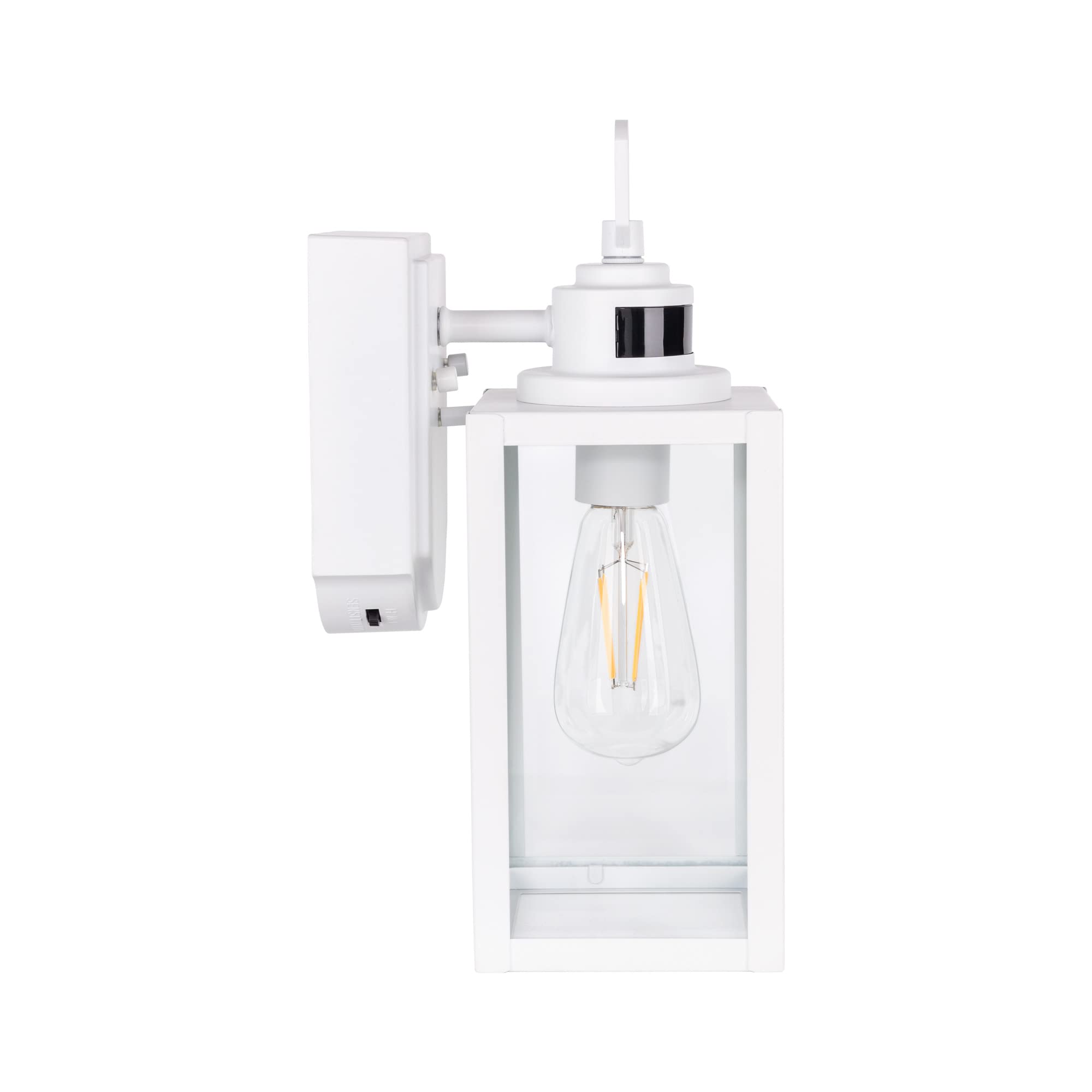 Gruenlich Dusk To Dawn Outdoor Wall Lantern With Pir Sensor, 60W E26 Base, 2-Pack, White