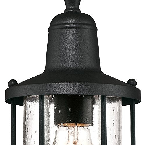 Westinghouse One-Light Outdoor Pendant, Textured Black Finish, Clear Seeded Glass