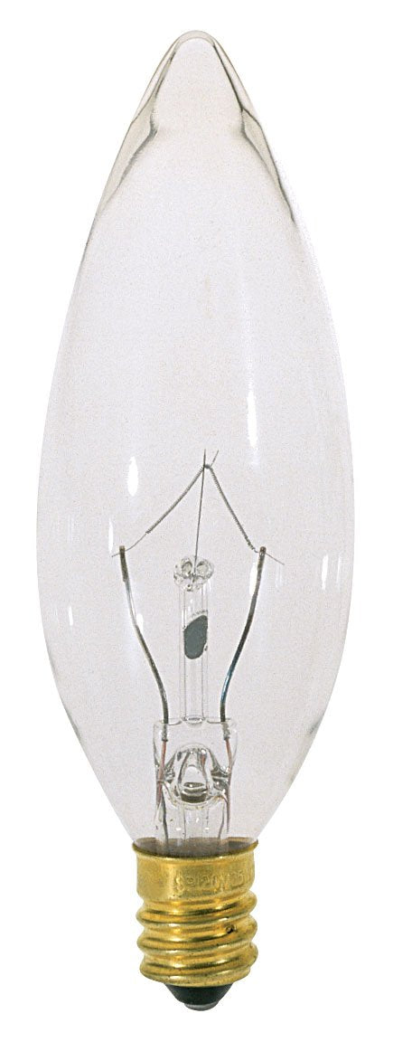 Satco S3390 120V E14 Euro Base 25-Watt B9.5 Light Bulb, Clear