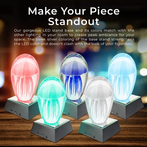 ASENTE 5 LED Illuminated Color Programmable Pedestal for Crystals & Glass Art - Mirror Top Lighted Stand Base for Crystal Displa