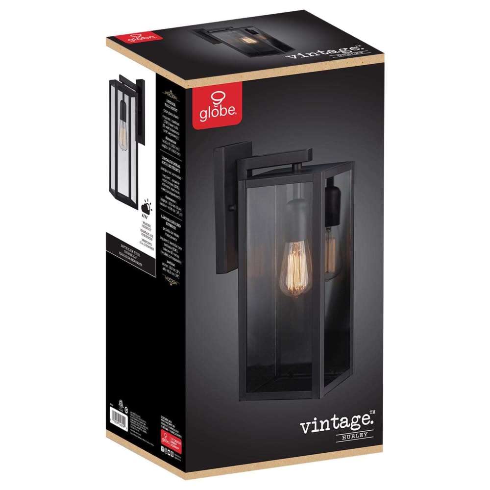 Globe Electric Vintage Wall Sconce 1-Light Matte Black, Model 3001852, One Size, Plastic Material