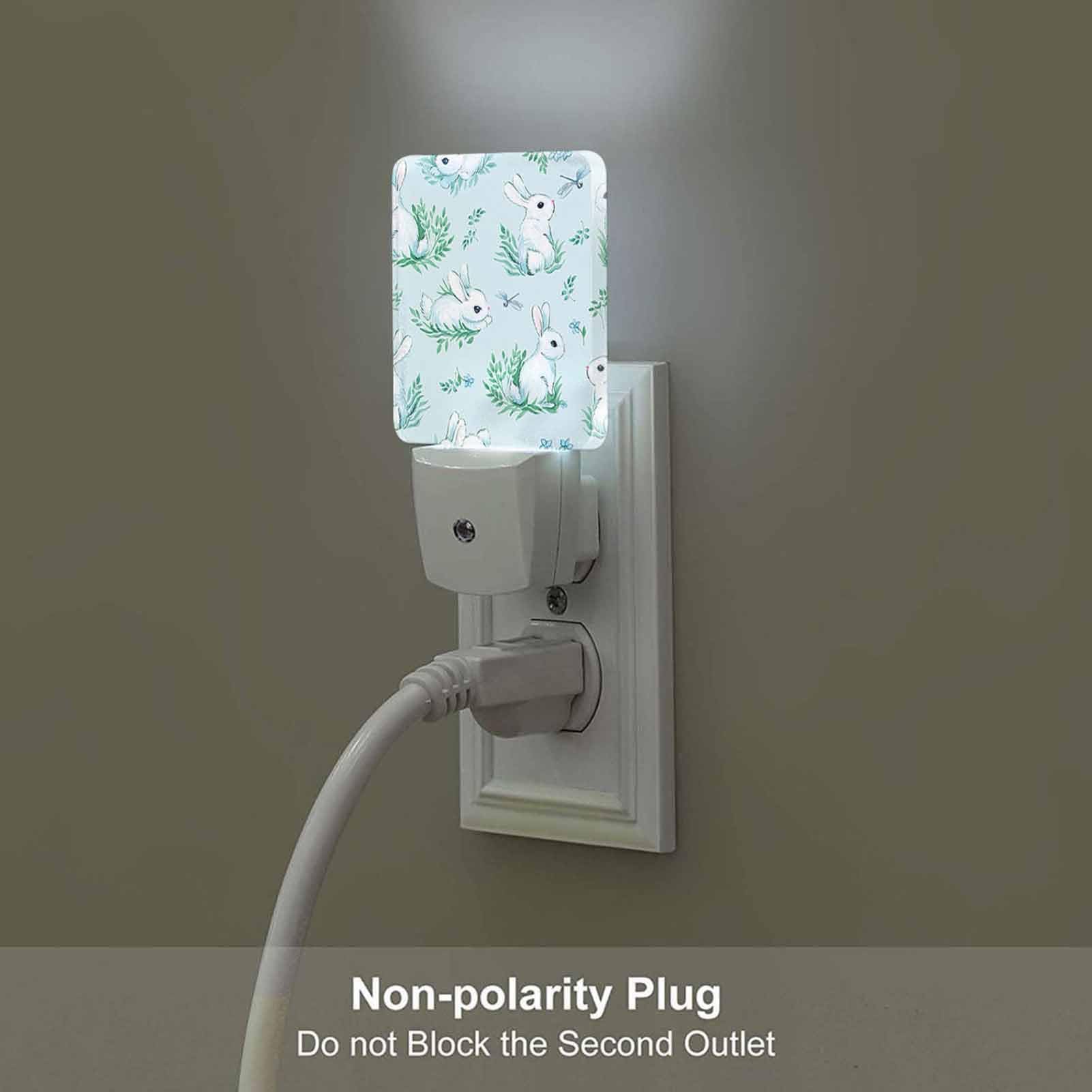 Chrobak LED Night Light with Dusk to Dawn Sensor, White Rabbits Design, Model WML-Night-Light-231023-123