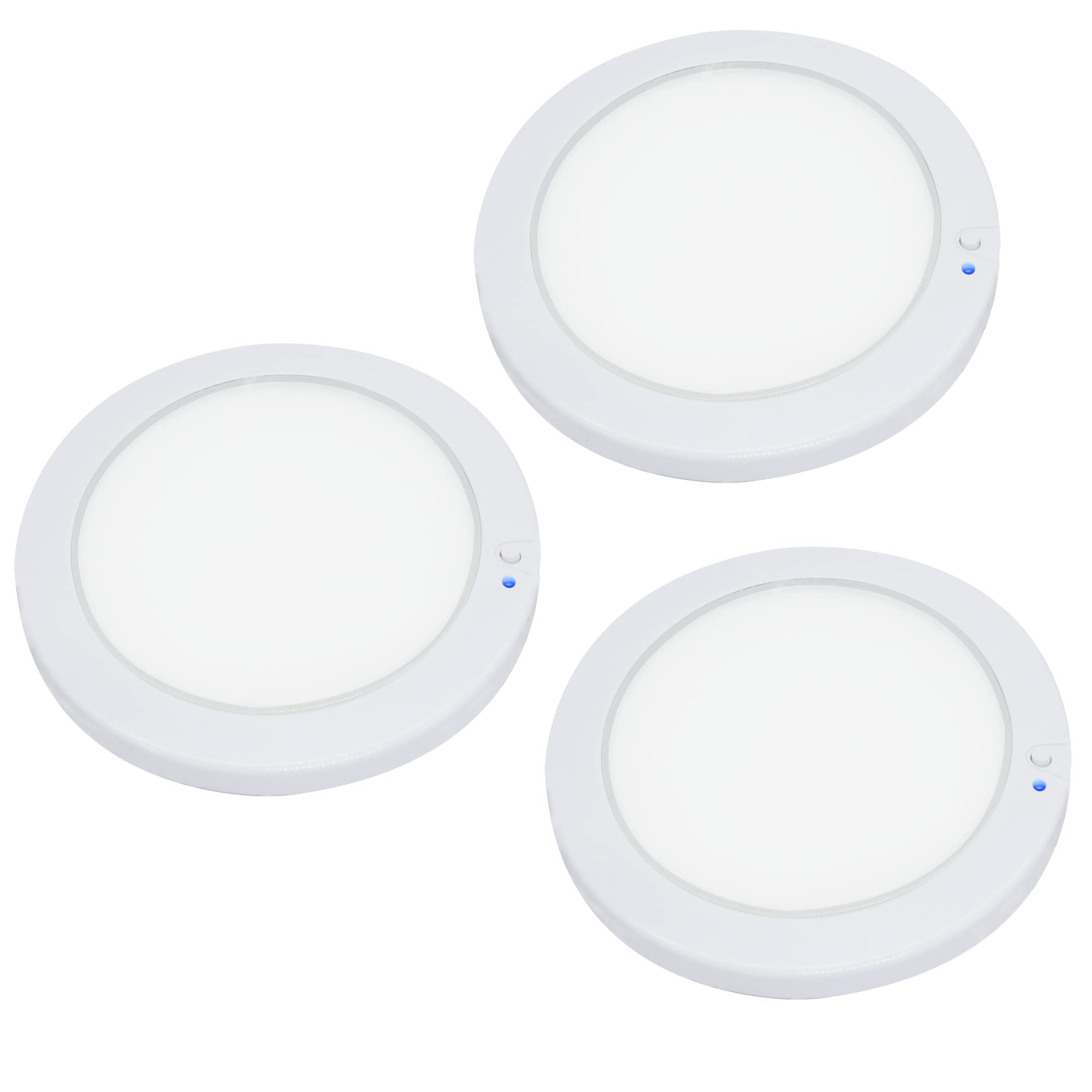 Facon LED RV Panel Light, 5-Inch Surface Mount, 12V DC with On/Off Switch, 3400K Warm White, Aluminum Base, Model f88e6031-