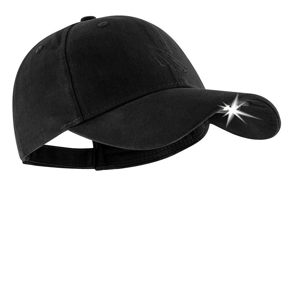 Panther Vision LED Hat Light - USB Rechargeable Baseball Cap with Bright Headlight - One Size - Black - Model HLCR-9671