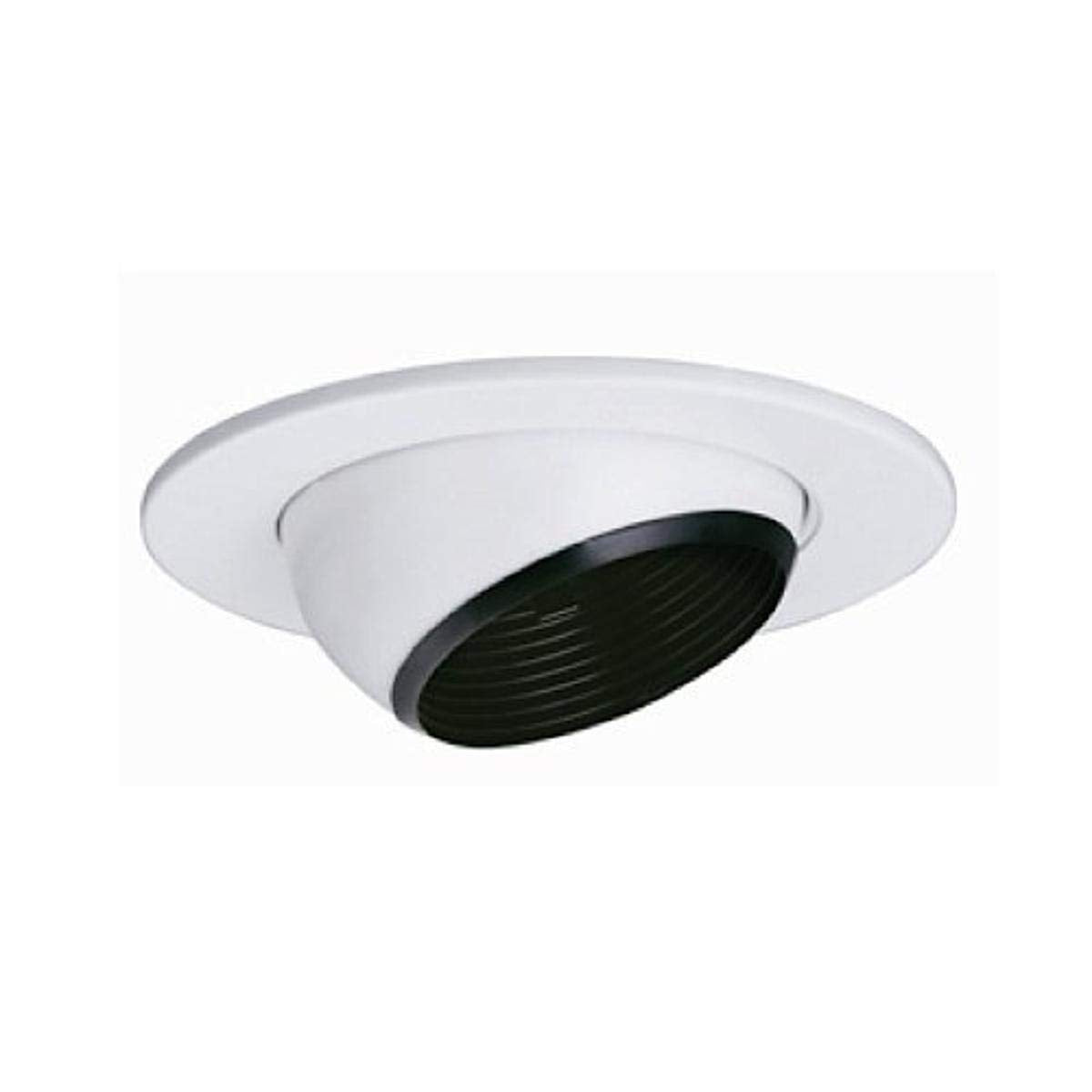 Jesco Lighting TM5535BKWH 5-Inch Adjustable Eyeball Trim Recessed Light, Black Finish with White Trim, Diameter: 6-1/4in