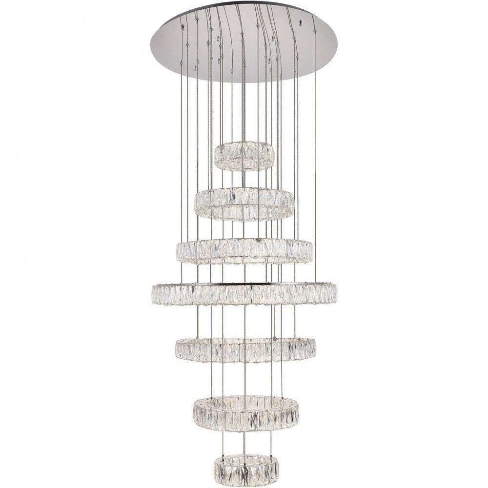Elegant Lighting Chrome Chandelier With Clear Royal Cut Crystal, 34&quot;D X 38.3&quot;H, Integrated Led