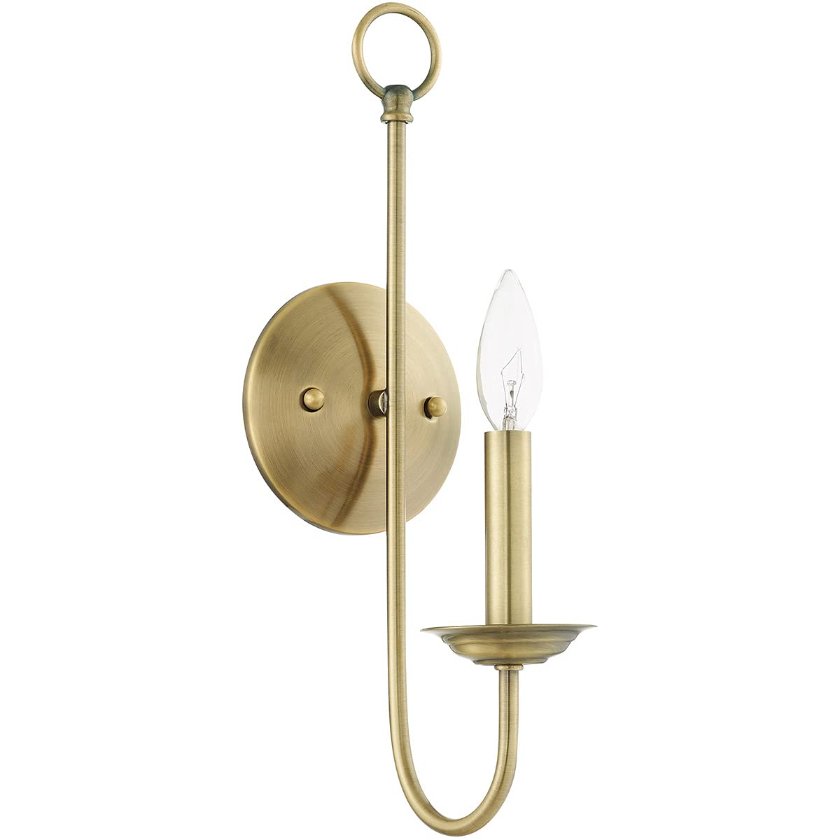 Livex Lighting 1 Light Wall Sconce, Antique Brass, 5"W x 16"H, Alloy Steel, Model 42681-01