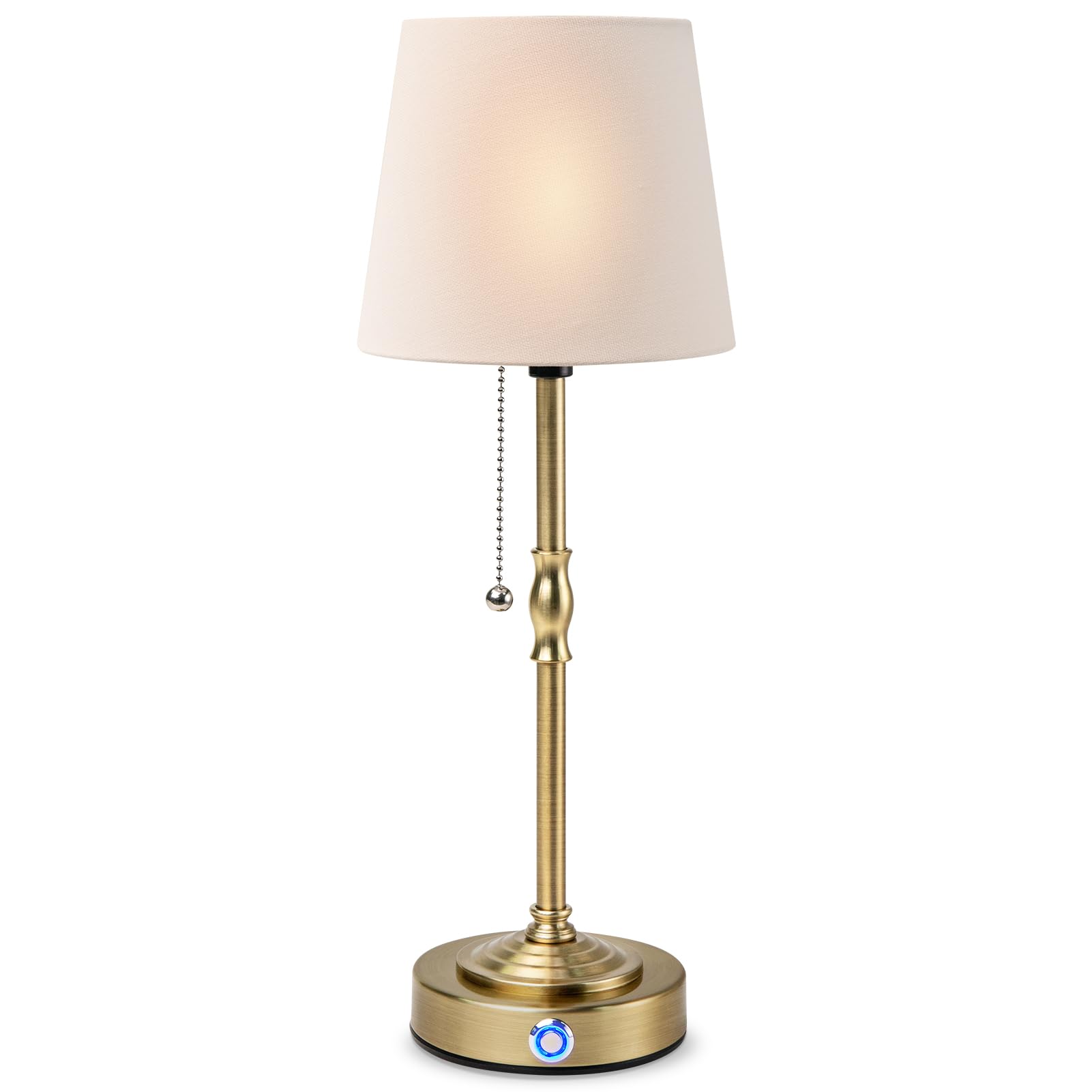 Nurforta LED Table Lamp, Rechargeable Cordless, 3 Level Brightness, Brass Finish
