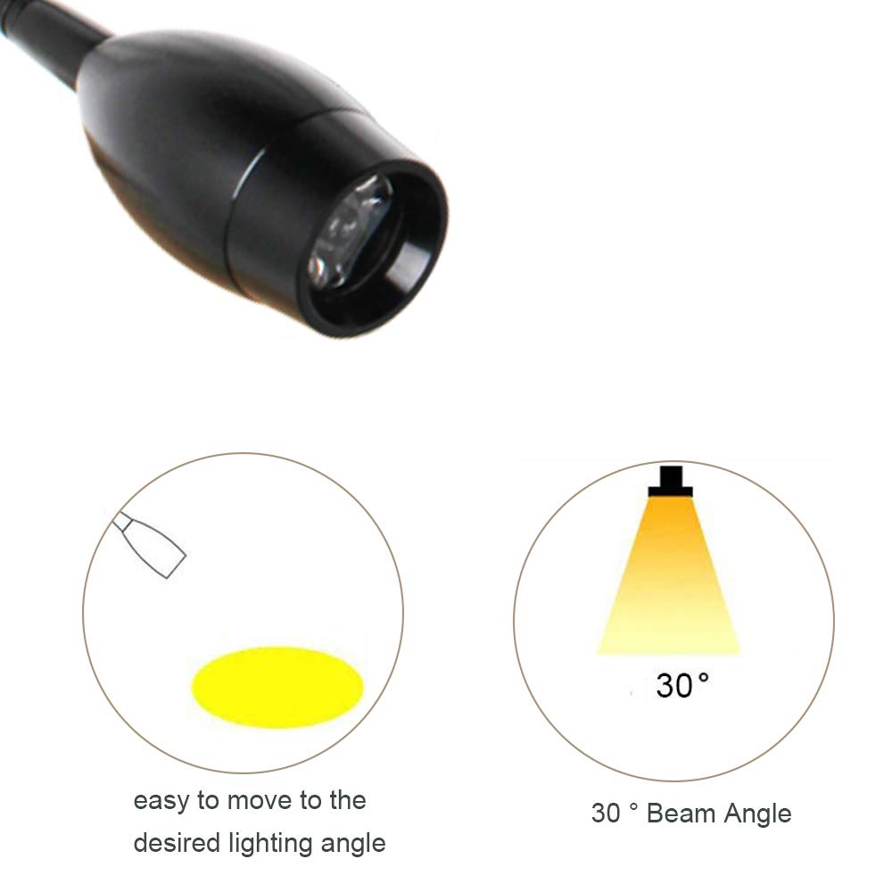 Youngine LED Reading Light, Flexible Gooseneck Wall Lamp, Black-Warm White, Ideal for Bedroom, Office, Hotel, Home