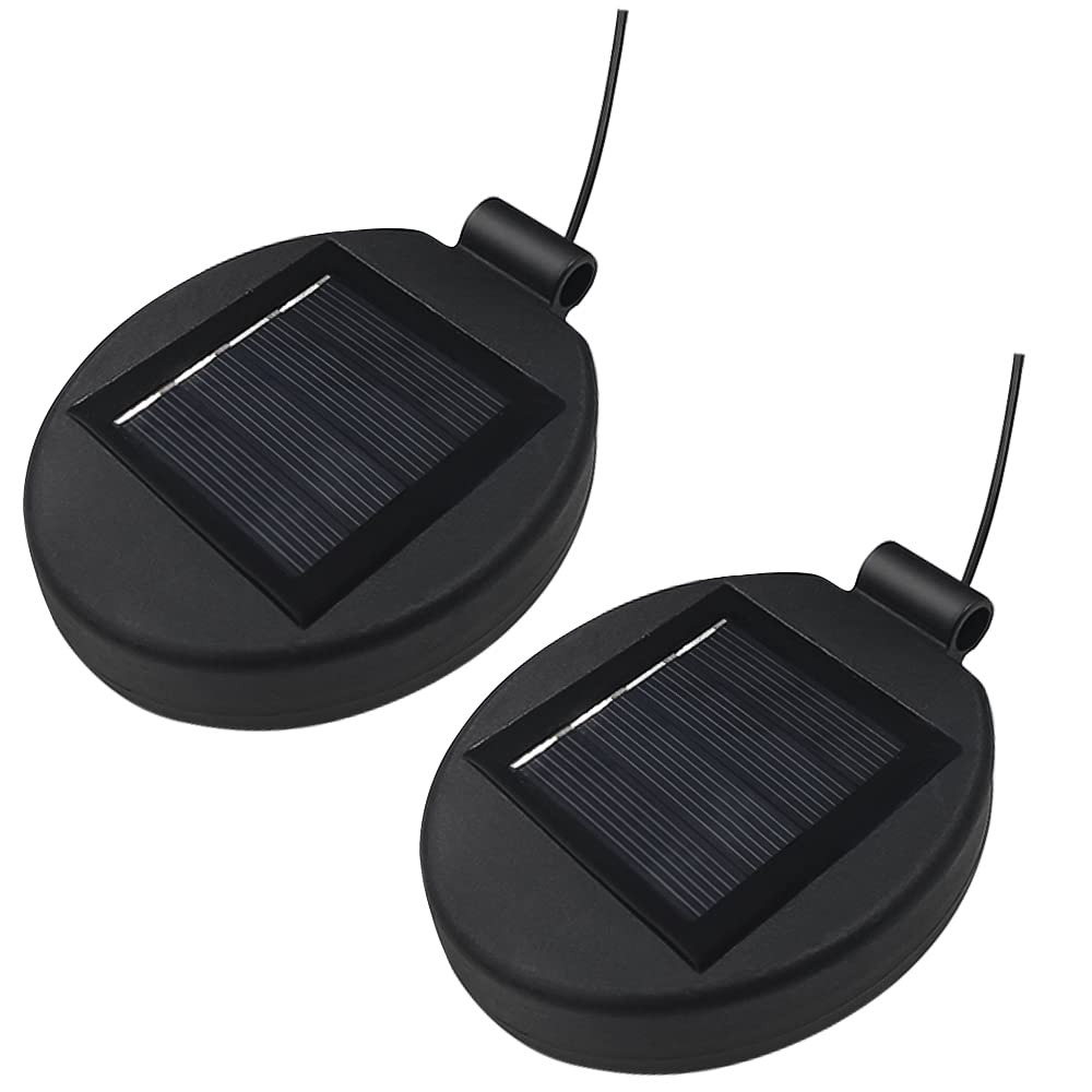 AQEENURA Solar Lantern Light Replacement Top, LED Panel Lid, 2PCS, Black, Plastic for Outdoor Garden Patio Decor