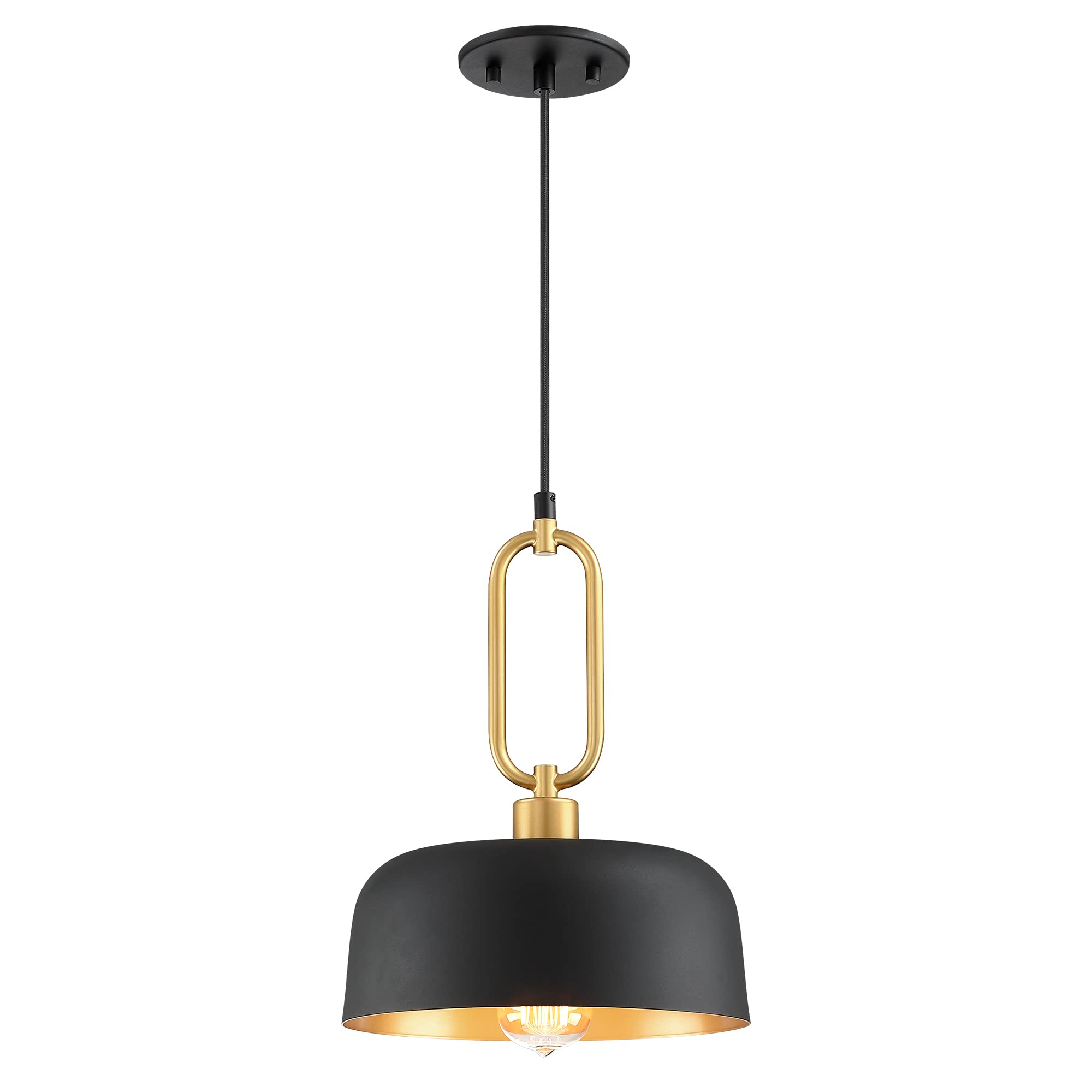 Industrial Pendant Lighting Fixtures, Vintage Black Metal Shade Hanging Lamp for Kitchen Island Dining Room, Retro Ceiling Light