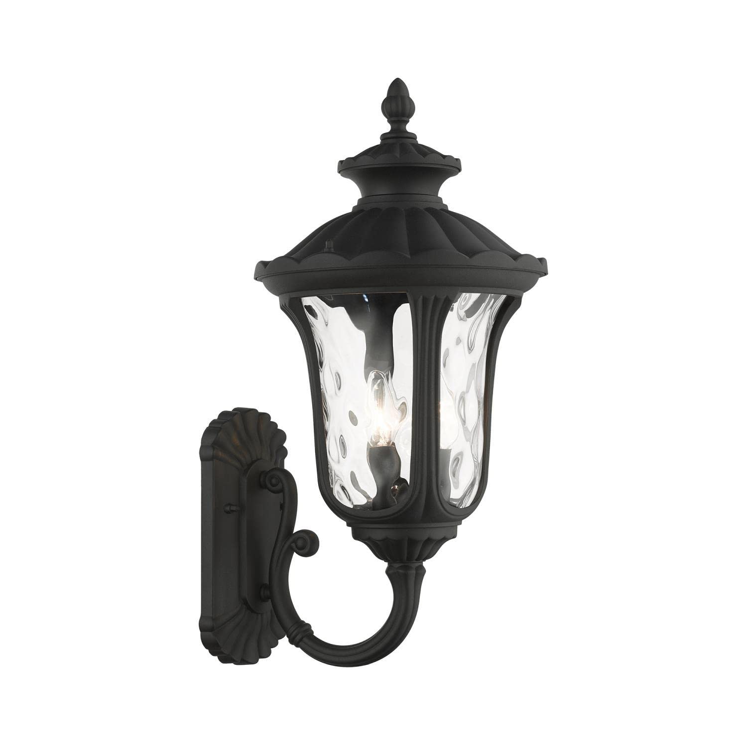 Livex Lighting Oxford 3-Light Outdoor Wall Lantern, 22inx11inx22in, Aluminum, Black, Model 7856-14