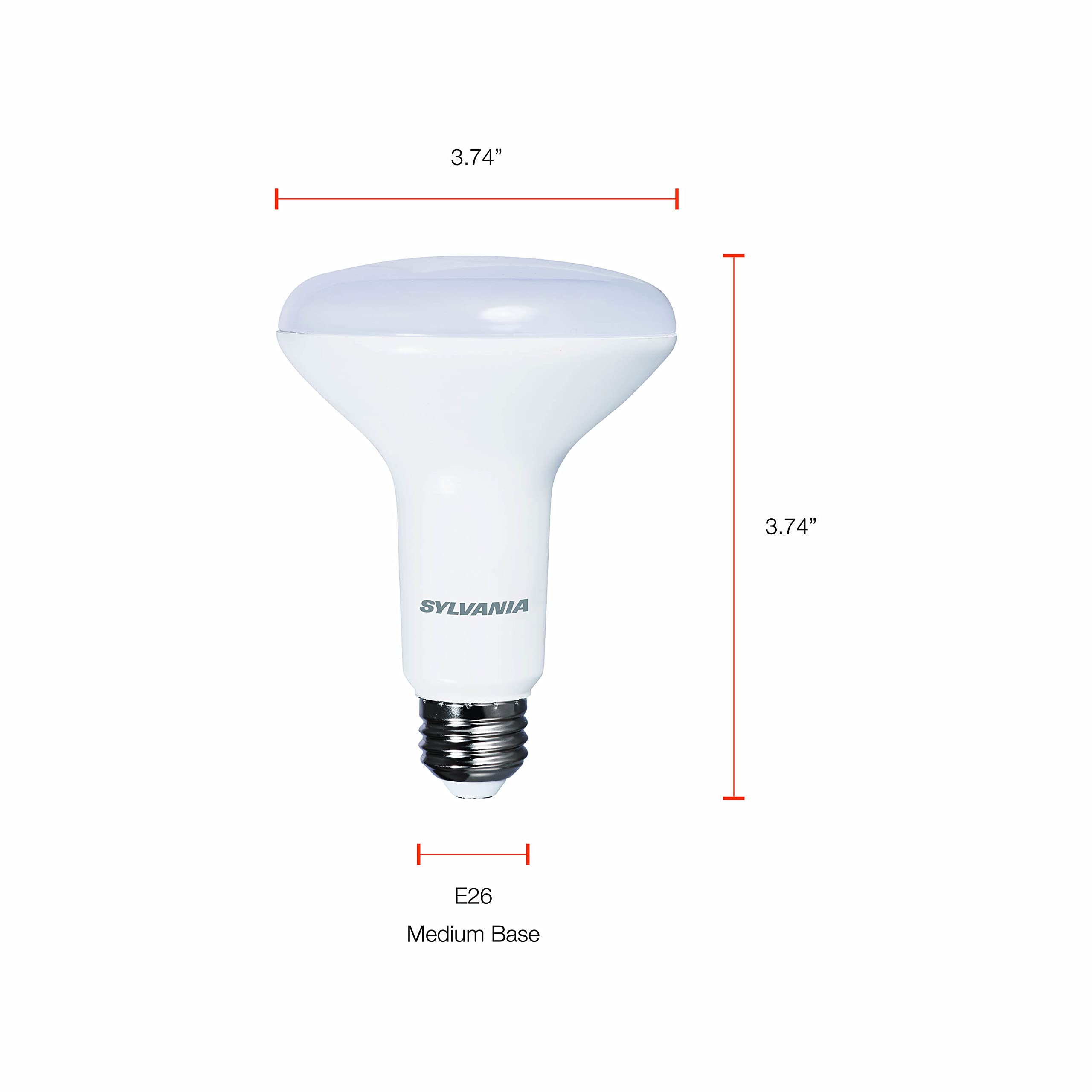 Sylvania Flood Br30 Led Light Bulb, 100W = 15.5W, Dimmable, 10 Year, 1450 Lumens, 2700K, Soft White - 6 Pack (41255)