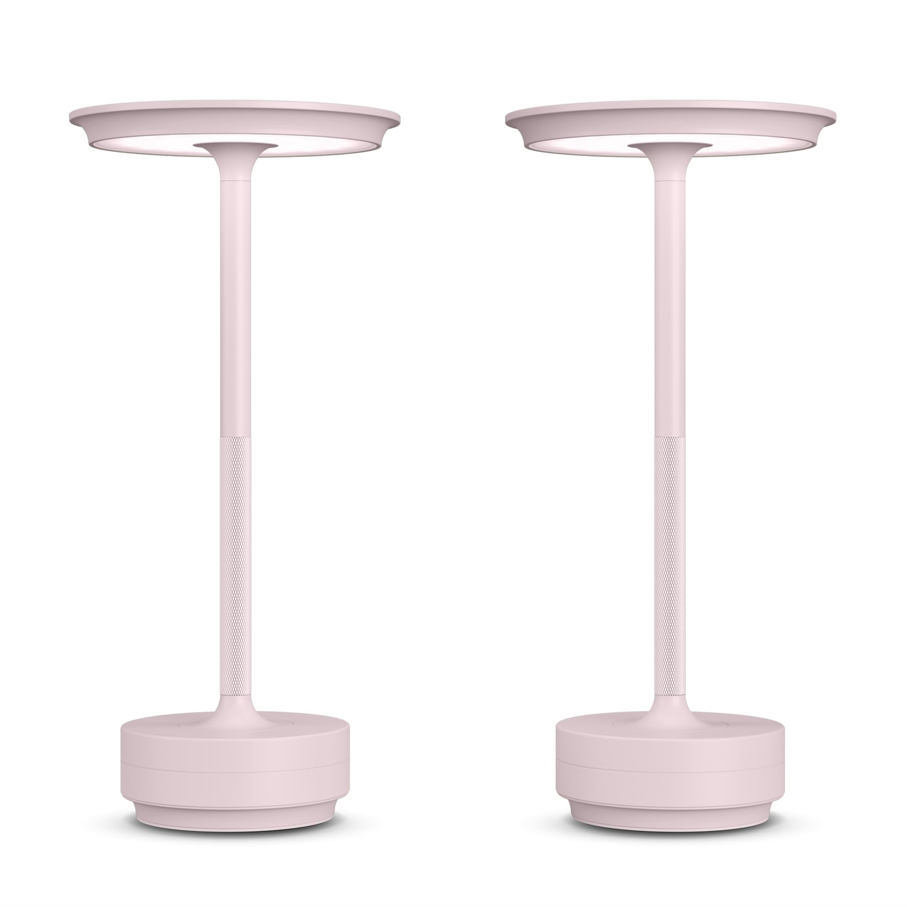 FDIDC 2 Pack Rechargeable Cordless Table Lamps  Portable 5000mAh LED Table Light  3 Color Stepless Dimming Battery Powered Metal Table Lamp for Outdoo/Restaurant/Home/Patio.(Light Pink)