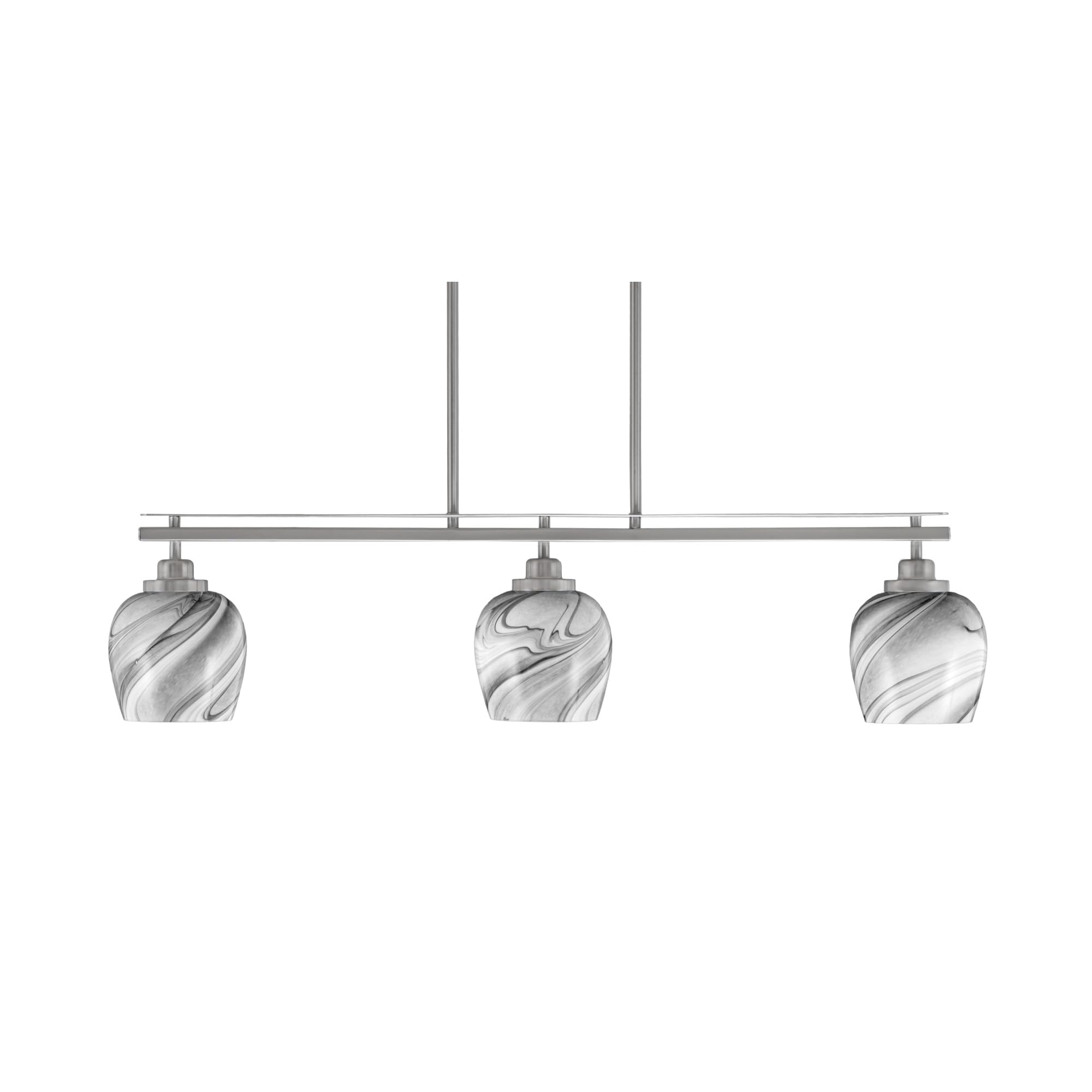 Toltec Lighting Odyssey 3 Light Island Light, Brushed Nickel Finish, 6in Onyx Swirl Glass