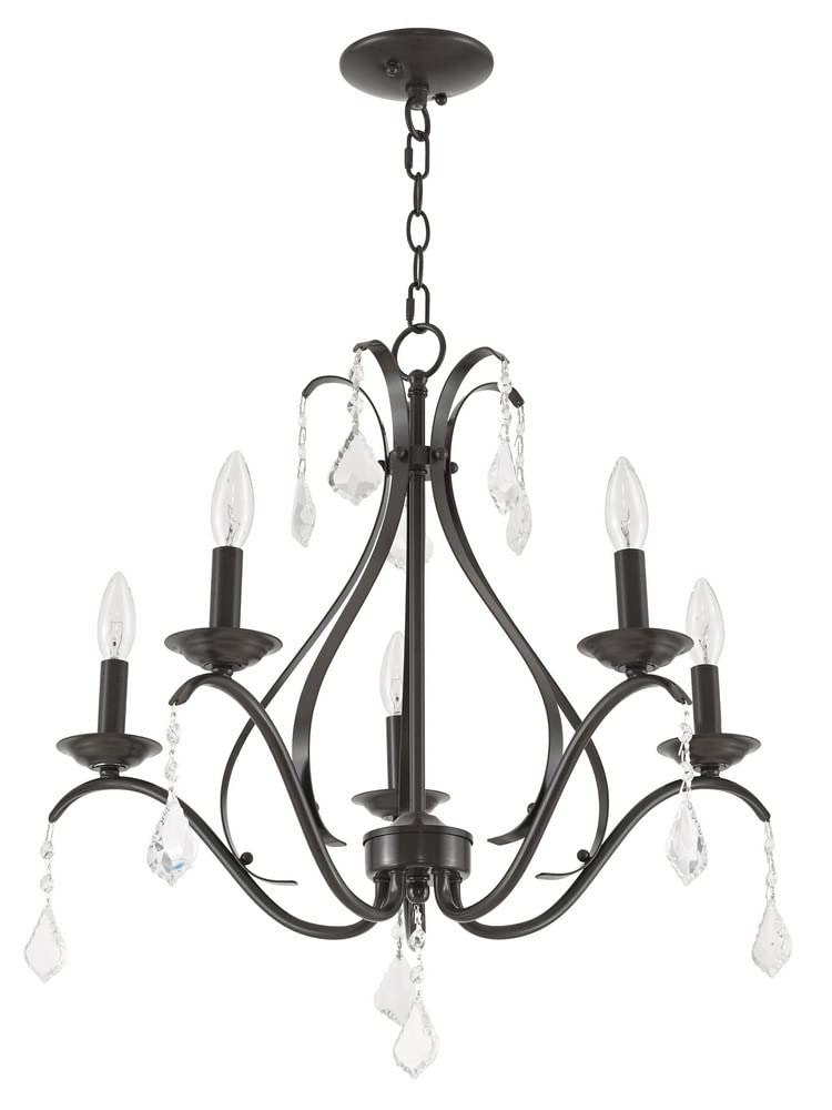 Livex Lighting 40845-92 Transitional Five Light Chandelier From Caterina Collection Dark Finish, English Bronze