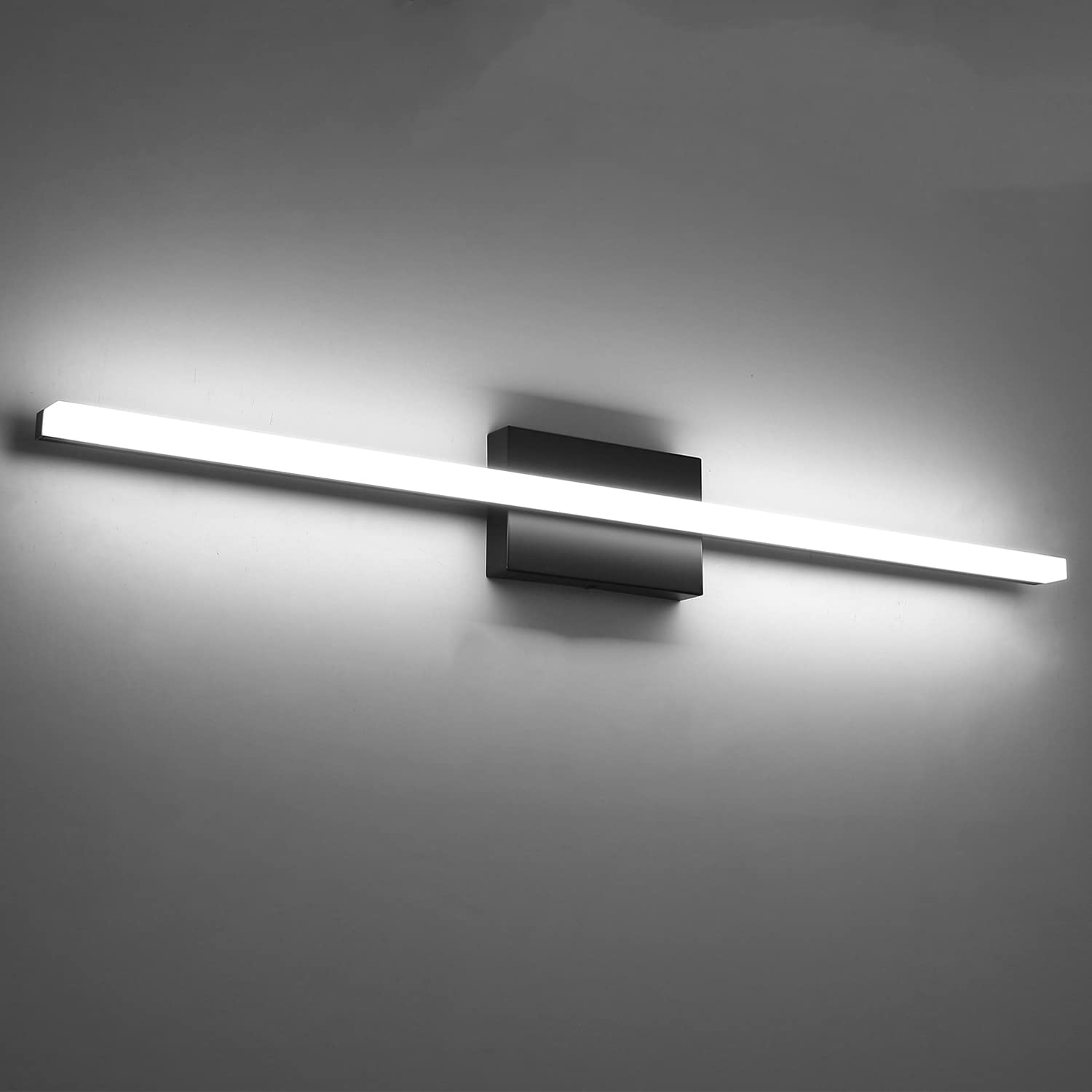 Combuh LED Bathroom Vanity Light Bar 36 Inch Black 20W Acrylic IP44 Over Mirror Cool White 6000K Model 6270