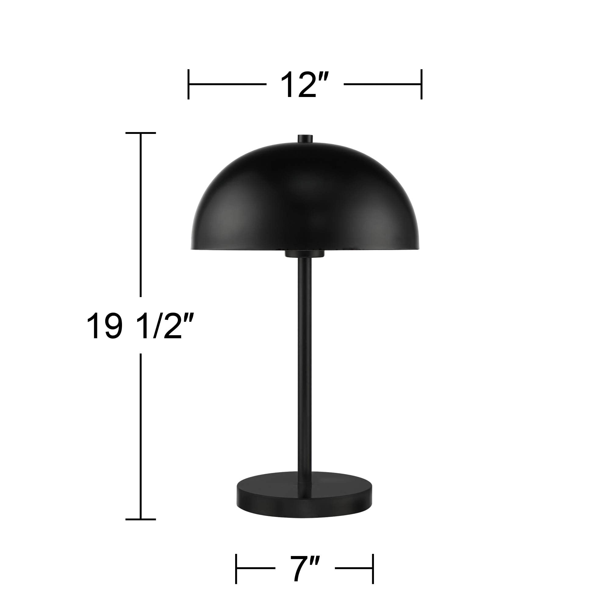 360 Lighting Rhys Mid Century Modern Cottage Mushroom Accent Table Lamps 19 1/2'' High Set Of 2 Black Metal Dome Shade Decor For