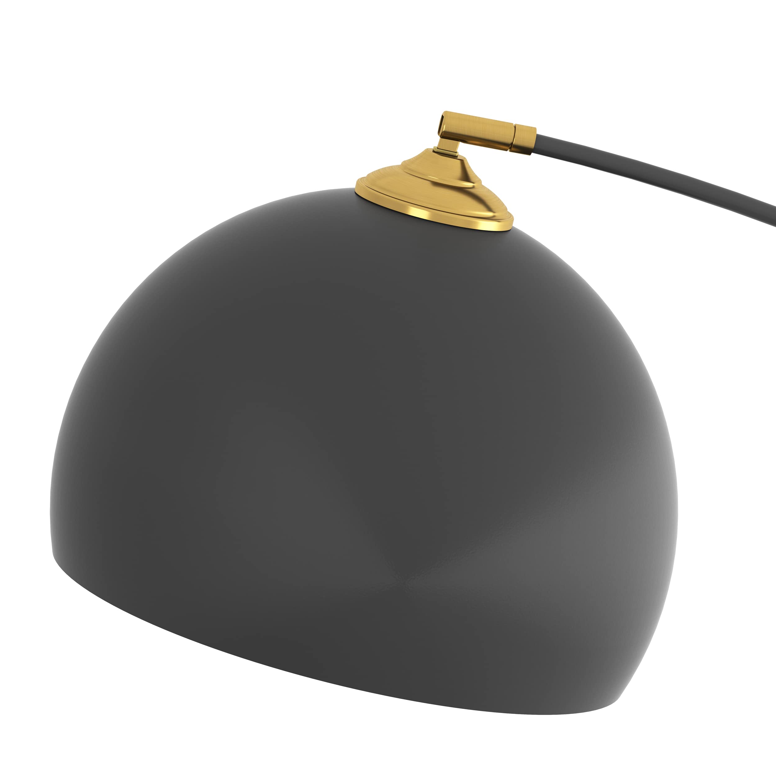 GETINLIGHT 66" Black Metal Arc Floor Lamp with Gold Shade & Marble Base, Model IN-0806-1-BK