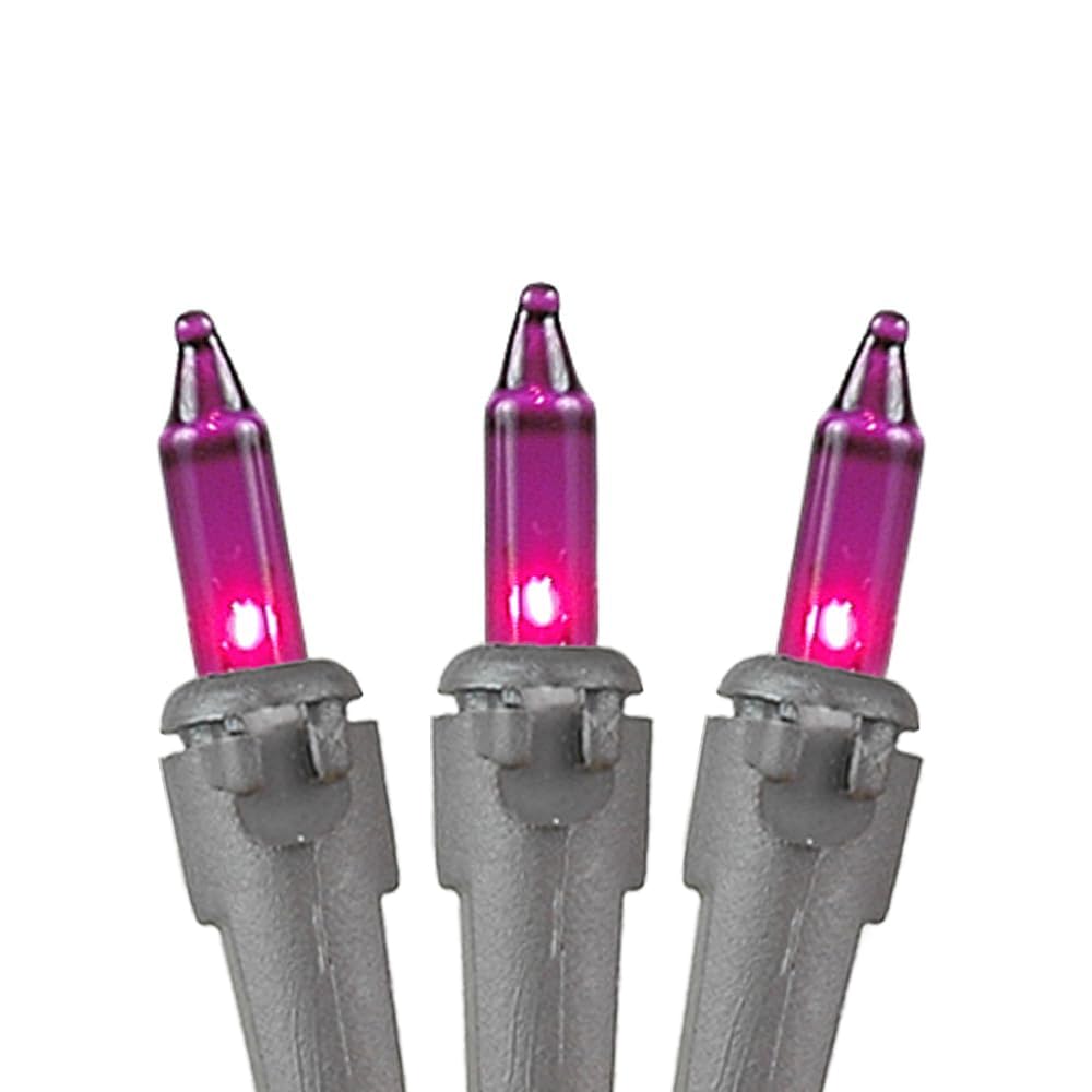 Novelty Lights 50 Feet 100 Bulbs Traditional Incandescent Mini Lights, Pink On Brown Wire With 6 Spacing, Commercial Grade And U
