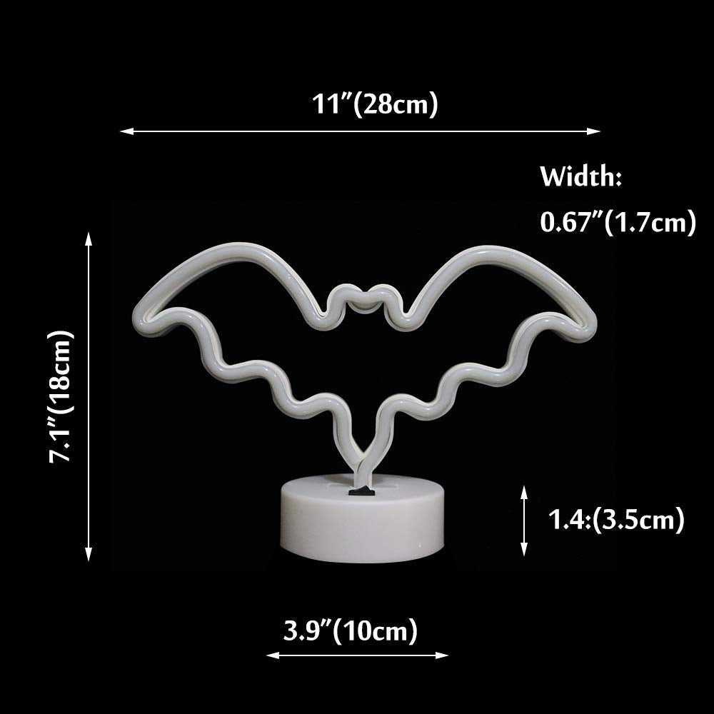 Vicila LED Neon Bat Light, Battery Operated Desk Lamp, Blue, Model NS21, Perfect for Bedroom, Bar, Wall, Halloween Decor