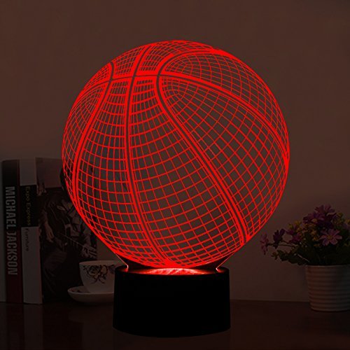 Wiscky Basketball 3D Illusion Lamp - Led Night Light For Kids, 7 Color Changing Touch Switch, Acrylic, Perfect For Sports Fans