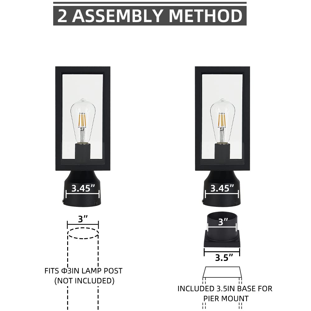 Windben Matte Black Outdoor Post Light Fixture - Aluminum Lantern For Gardens And Entrances