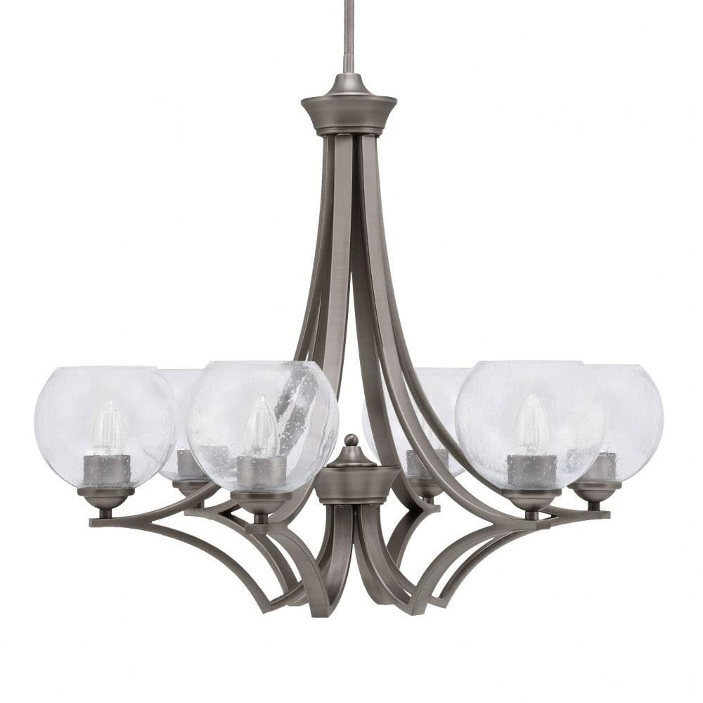 Toltec Lighting 566-GP-4100 Zilo - 6 Light Uplight Chandelier-23 Inches Tall and 26.5 Inches Wide, Finish Color: Graphite, Glass Color: Clear Bubble