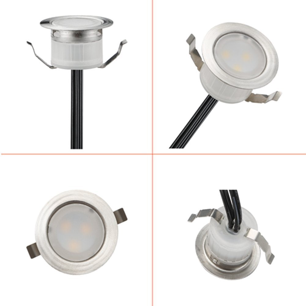 FVTLED Low Voltage LED Deck Lights, 10 Pack, Waterproof Warm White, Metal, Model B0517 for Outdoor Garden and Landscape Pathway Lighting