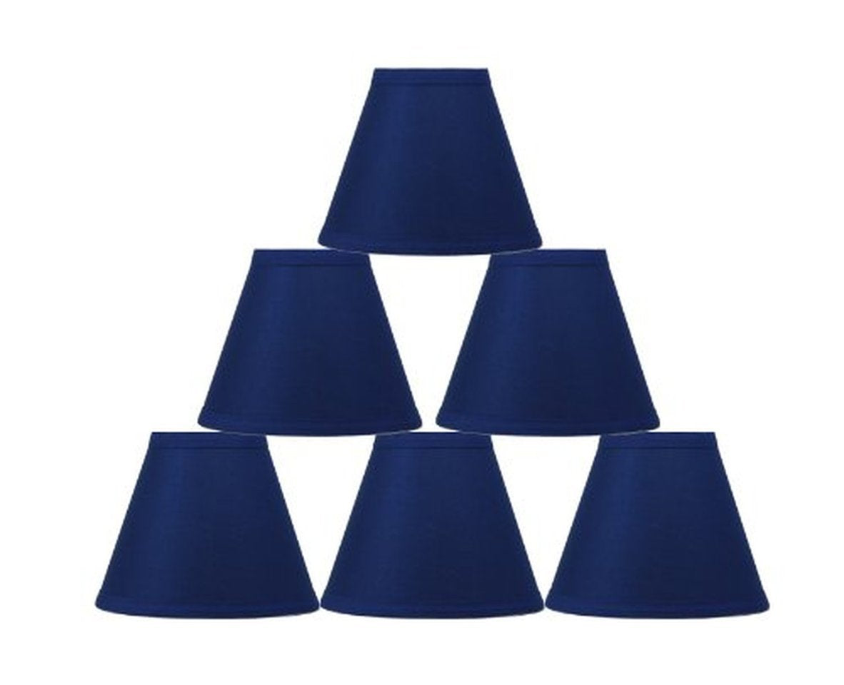Urbanest Set Of 6 Cotton Chandelier Lamp Shade, 3-Inch By 6-Inch By 5-Inch, Indigo, Clip-On, Hardback