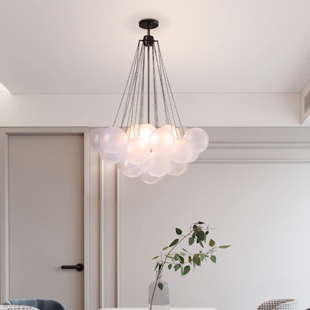 Aeyee Modern Glass Chandelier Bubbles Ball Shape Pendant Light, DIY Hanging Light Fixture, 3 Lights Decorative Ceiling Chandelie
