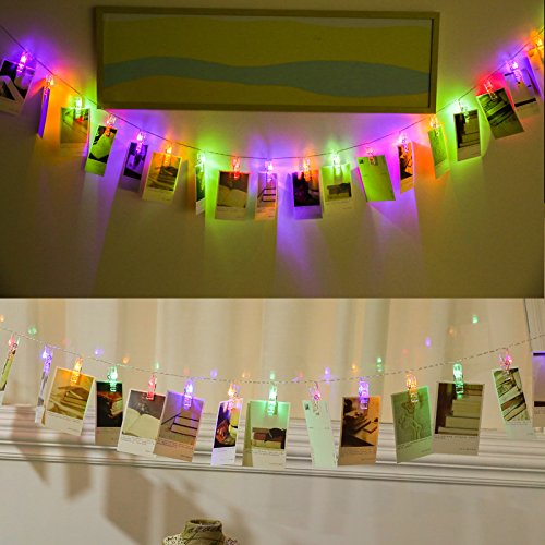 Magnoloran 30 LED Photo Clip String Lights - Battery Operated Twinkle Lights for Home Decor - 10ft, Multicolor, Model PC020-CO-FBA-1