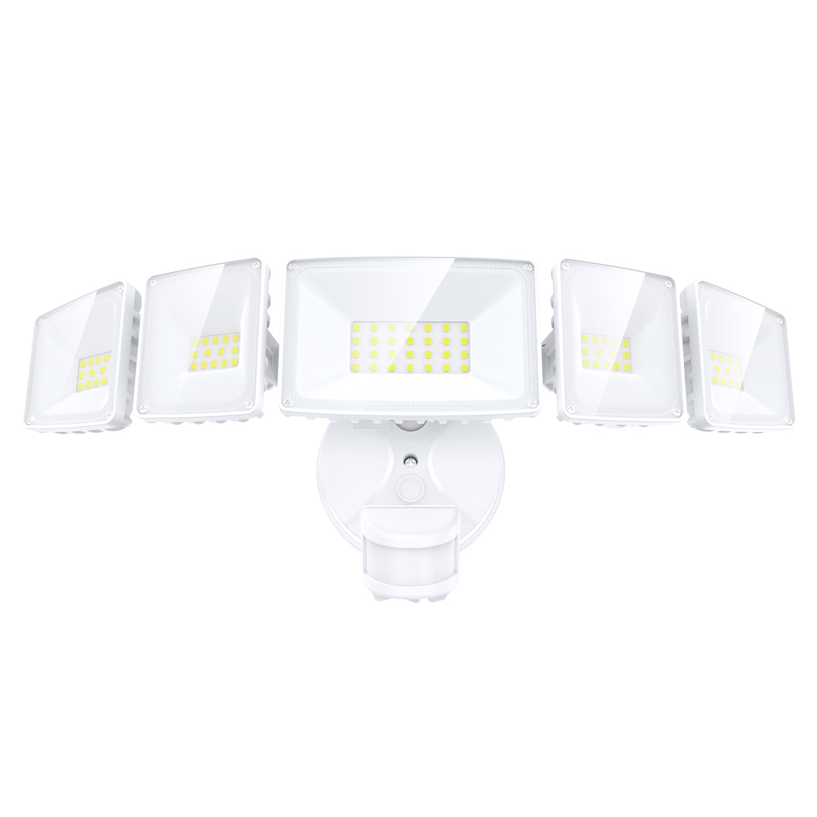 Onforu LED Security Lights 5 Heads 55W Motion Sensor 5000LM IP65 Waterproof Standard-size White Model BDBS55G-5