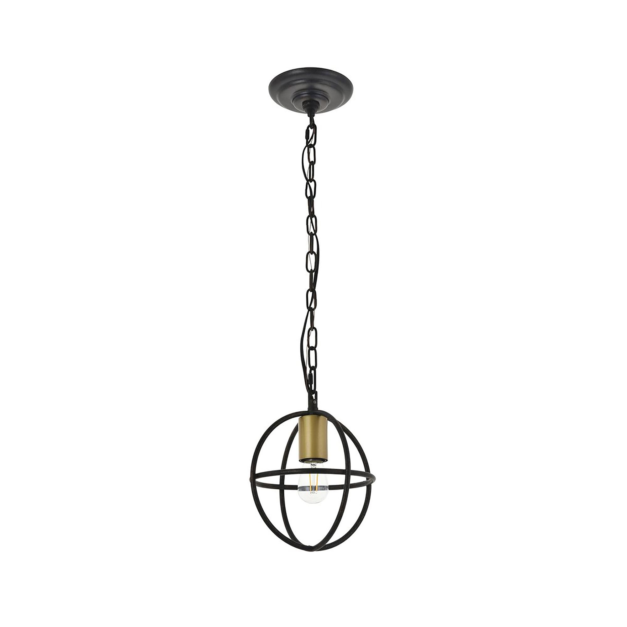 Living District Indoor Modern Home Decorative Bright Ceiling Octavia 1 Light Brass and Dark Brown Pendant