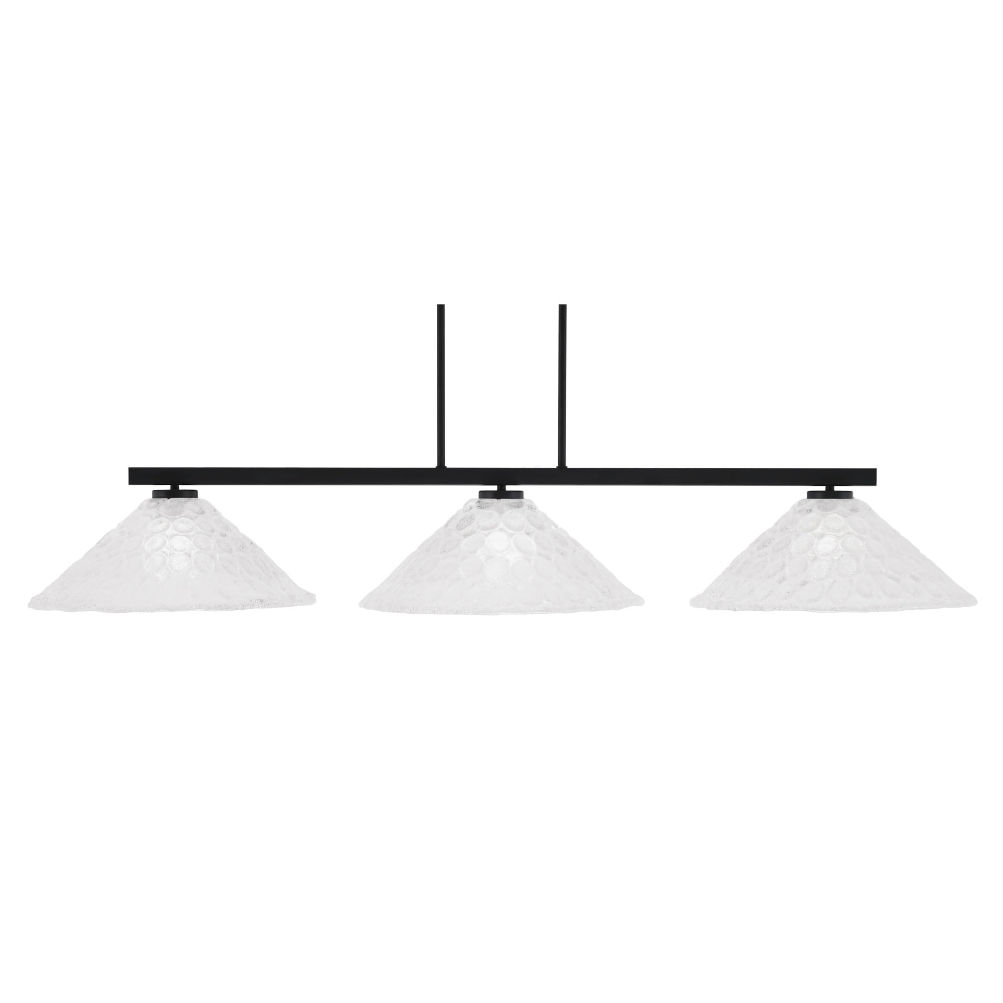 Toltec Lighting Atlas 3 Light Bar, Matte Black Finish, 16in Italian Bubble Glass
