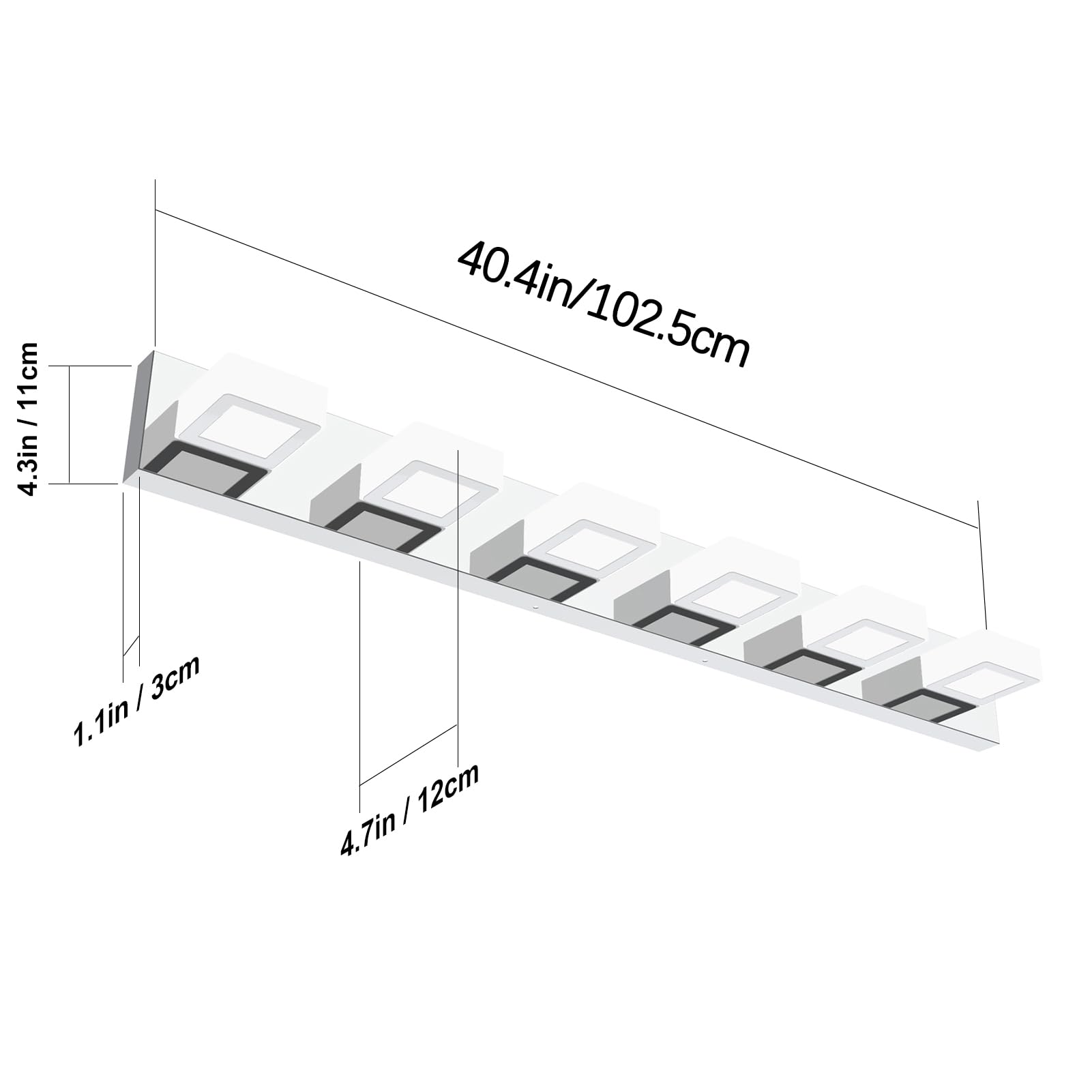 Ralbay Modern LED Bathroom Vanity Light - 6-Light Acrylic & Stainless Steel Fixture, Chrome-Cool White, 6000K Bright Lighting