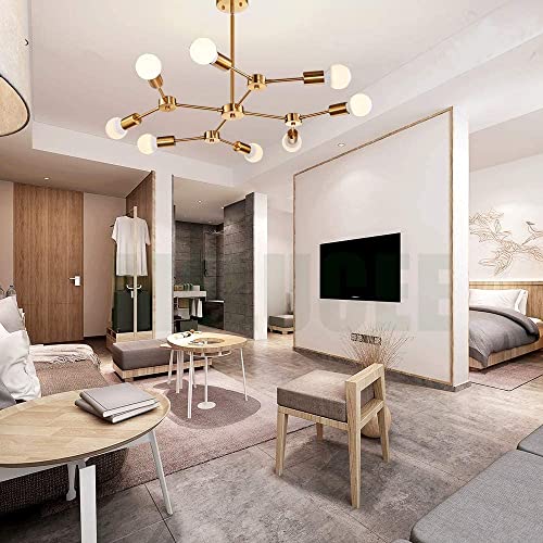 World of Chandelier E26 Brass Mid Century Modern Semi Flush Mount Ceiling 8-Light Fixtures AC