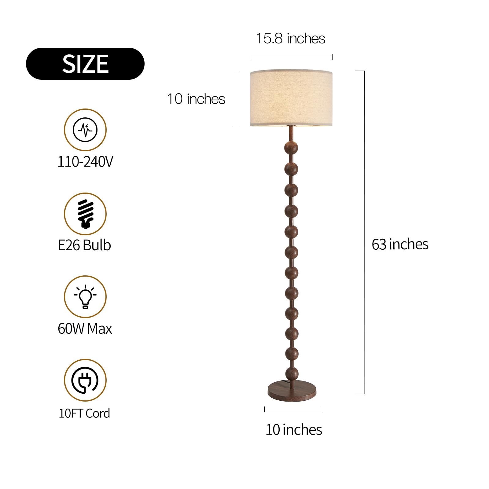 Fetason Modern Dimmable Remote Control Floor Lamp for Living Room Bedroom with LED E26 Bulb, Red Wood Pattern Iron Tall Standing