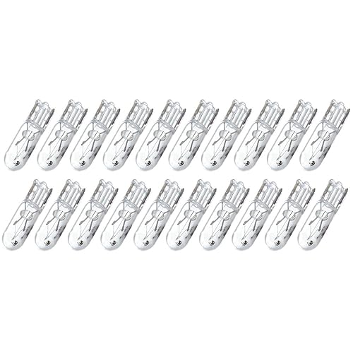 Cciyu 20 Pcs T5 17 86 206 White Halogen Light Bulb Instrument Cluster Gauge Dash Lamp 12V